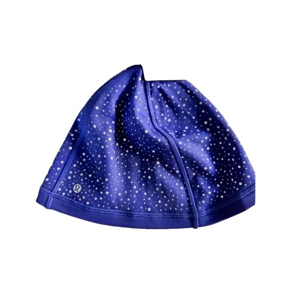 Lululemon Blue Reflective Fleece Lined Running Beanie S/M Limited Edition New